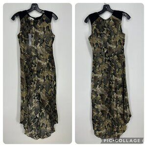 Fate Snake Skin Print Midi Dress S High Low Tulip‎ Hem A Line Sleeveless Brown